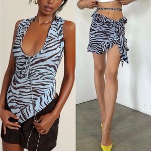 Orseund Iris Zebra Skirt & Top Set Silk Top XXS-S Skirt XL